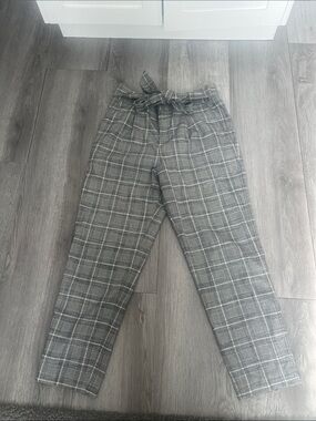 Grey, belt tie pants